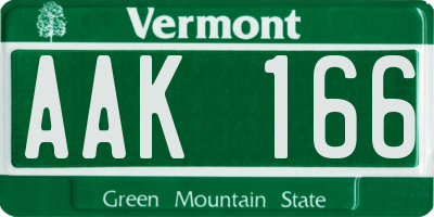 VT license plate AAK166