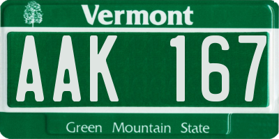 VT license plate AAK167