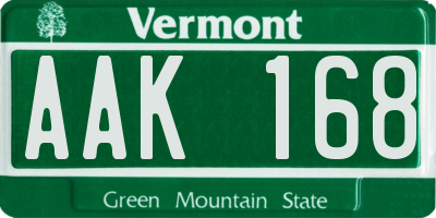 VT license plate AAK168