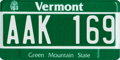 VT license plate AAK169