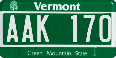 VT license plate AAK170