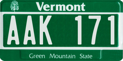 VT license plate AAK171