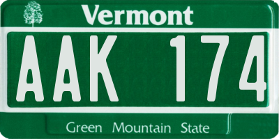 VT license plate AAK174