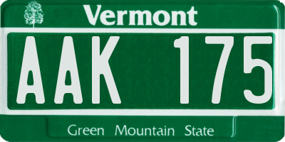 VT license plate AAK175