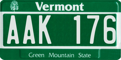 VT license plate AAK176