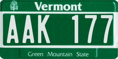 VT license plate AAK177