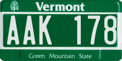 VT license plate AAK178