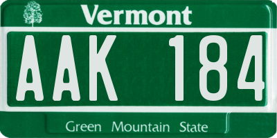 VT license plate AAK184