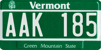 VT license plate AAK185