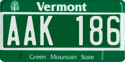 VT license plate AAK186