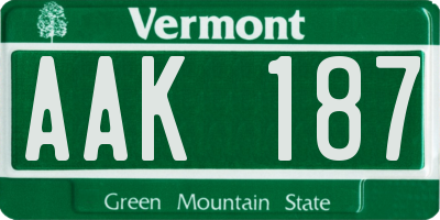 VT license plate AAK187