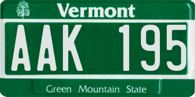 VT license plate AAK195