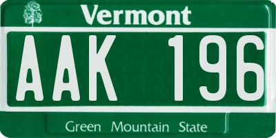 VT license plate AAK196