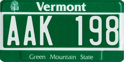 VT license plate AAK198