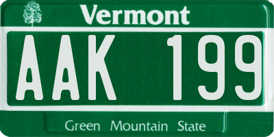 VT license plate AAK199