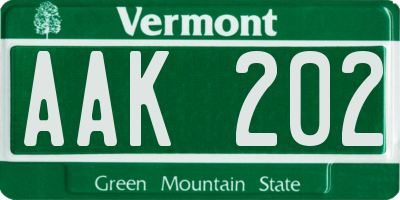 VT license plate AAK202