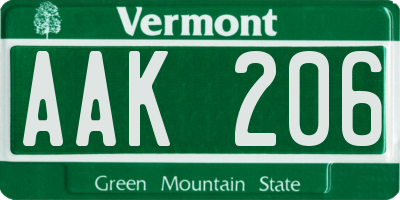 VT license plate AAK206