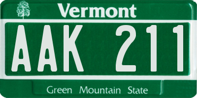 VT license plate AAK211