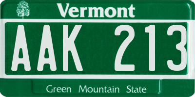 VT license plate AAK213