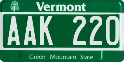 VT license plate AAK220