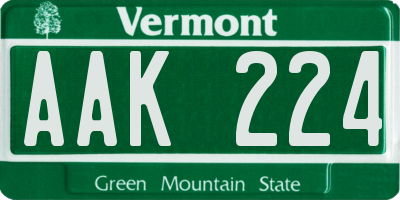 VT license plate AAK224