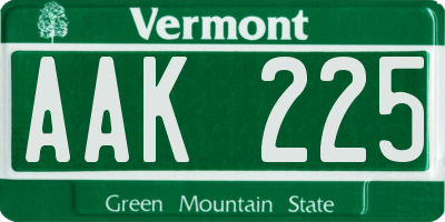 VT license plate AAK225