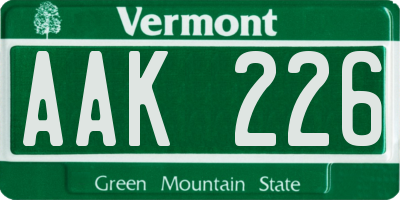 VT license plate AAK226