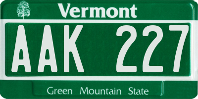 VT license plate AAK227