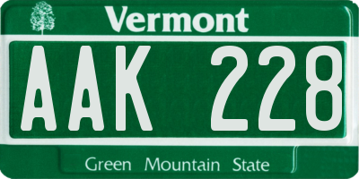 VT license plate AAK228