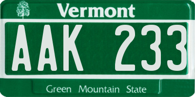 VT license plate AAK233