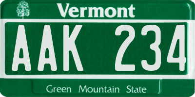 VT license plate AAK234