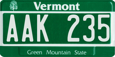 VT license plate AAK235