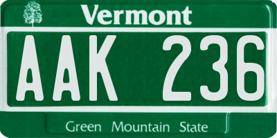 VT license plate AAK236