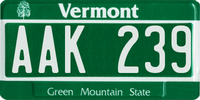 VT license plate AAK239