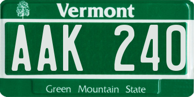 VT license plate AAK240