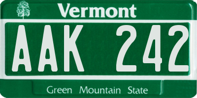 VT license plate AAK242