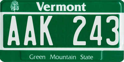 VT license plate AAK243