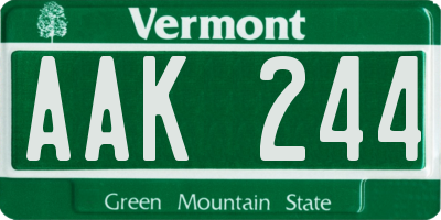 VT license plate AAK244