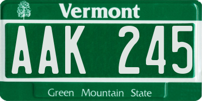 VT license plate AAK245