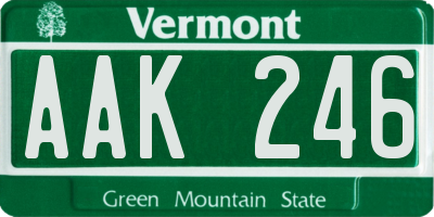 VT license plate AAK246