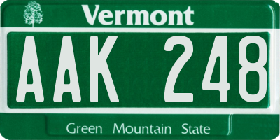 VT license plate AAK248