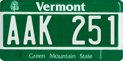 VT license plate AAK251