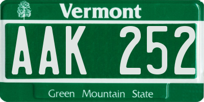 VT license plate AAK252