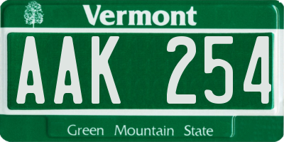 VT license plate AAK254