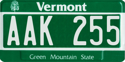 VT license plate AAK255