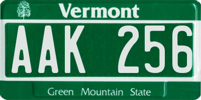 VT license plate AAK256