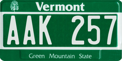 VT license plate AAK257