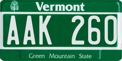 VT license plate AAK260