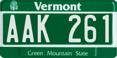 VT license plate AAK261