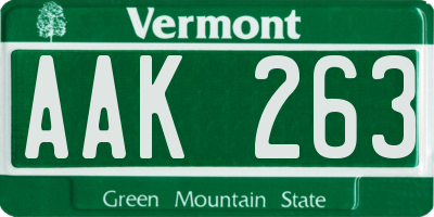 VT license plate AAK263